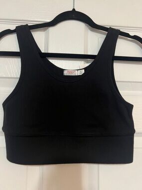Hanes Black Ribbed Cropped Tank